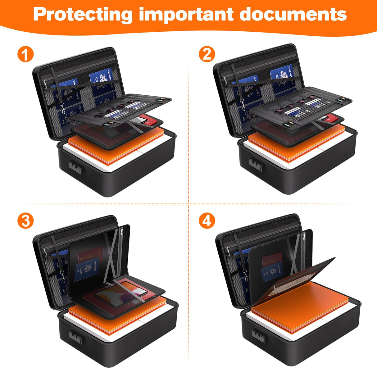 fannos 5200°F Fireproof Document Box, Important Document Organizer, Document Safe Box Fireproof Waterproof, 2025 Latest Model fannos