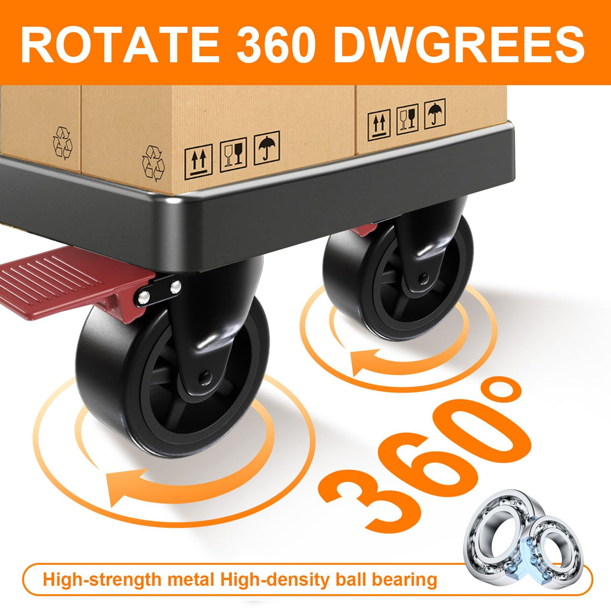 3” Furniture Casters Wheels Heavy Duty - Load 1200lbs,Plate Caster with Brakes,Glide Quietly and Protect Floor,360° Swivel Casters Set of 4 for Cart, Table and Workbench Apllamo