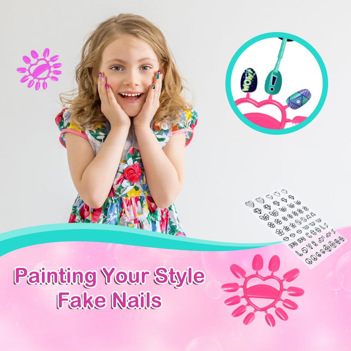 Kids Nail Polish Set for Girls - Nail Art Kit for kids Ages 7-12 - Girl Gifts - Non Toxic Nail Polish,Girls Stuff for Spa,Makeup,Manicure - Birthday Gifts for Girl Age 6 7 8 9 10-12 Years old Combaybe
