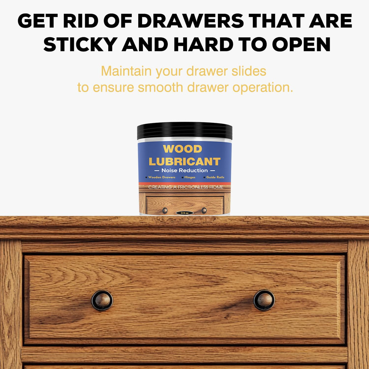 Wood Lubricant & Wood Wax - Multi-Purpose Paste Wax for Wood, Sliding Drawer & Door Hinge Lubricant, Drawer Wax - Restore & Maintain Wooden Slide, Loosen Drawer Slide -3.5Oz Qoddxx