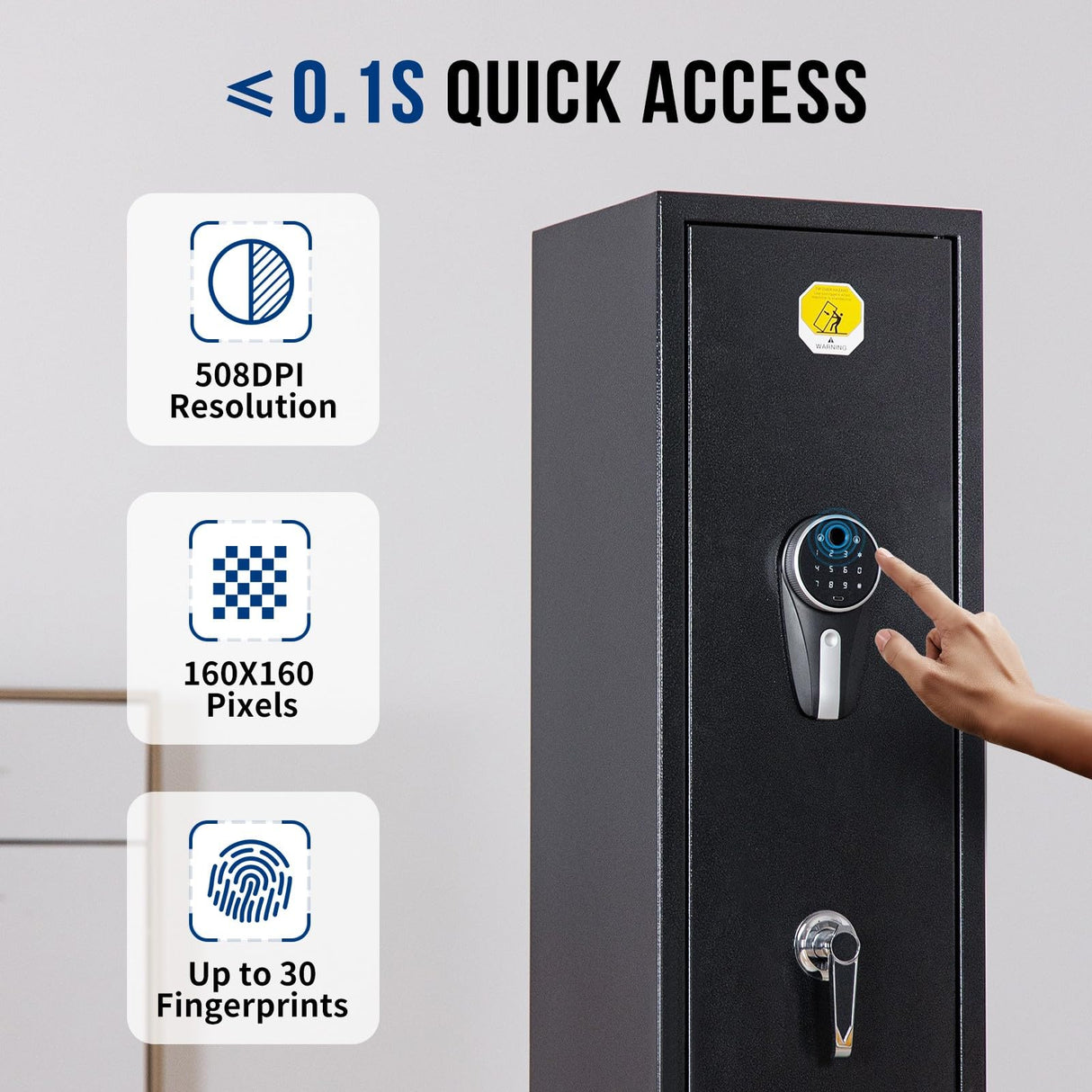 BlackSmith 5 Long Gun Safe Biometric Rifles Safe for Home Rifles and Pistols Quick Access Fingerprint Gun Cabinet Lockbox 2 Rifle Gun Rack Dual Alarm Password Memory Function 16 Gauge Alloy Steel BlackSmith