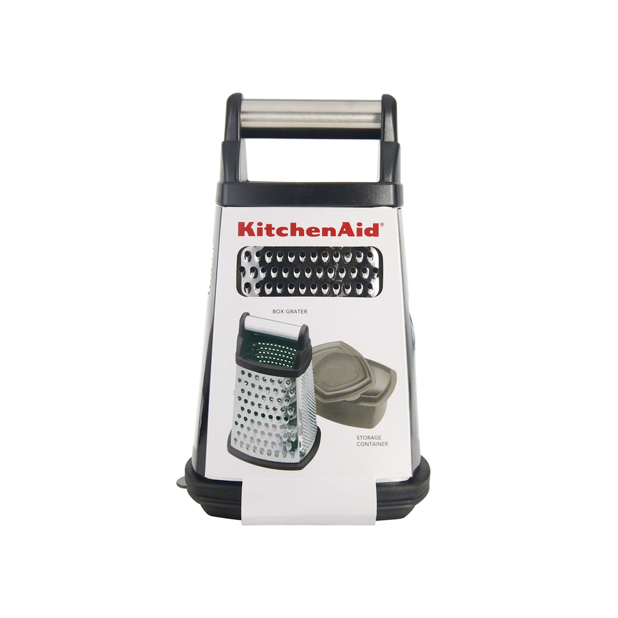KitchenAid Gourmet 4-Sided Stainless Steel Box Grater for Fine, Medium and Coarse Grate, and Slicing, Detachable 3 Cup Storage Container and Measurment Markings, Dishwasher Safe, 10 inches tall, Black KitchenAid