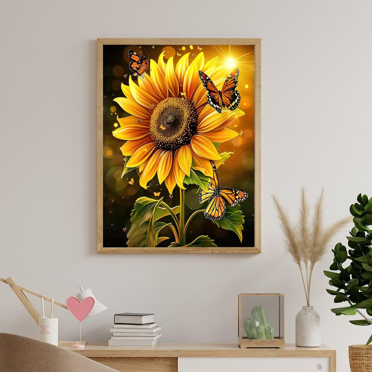 Naykow Diamond Painting Drills Sunflower Diamond Painting Sunflower Diamond Art Kits for Adults, DIY Gem Diamond Art Flower Diamond Art Cross Stitch Jewel Art Rhinestone Craft 12 x 16 inches Naykow