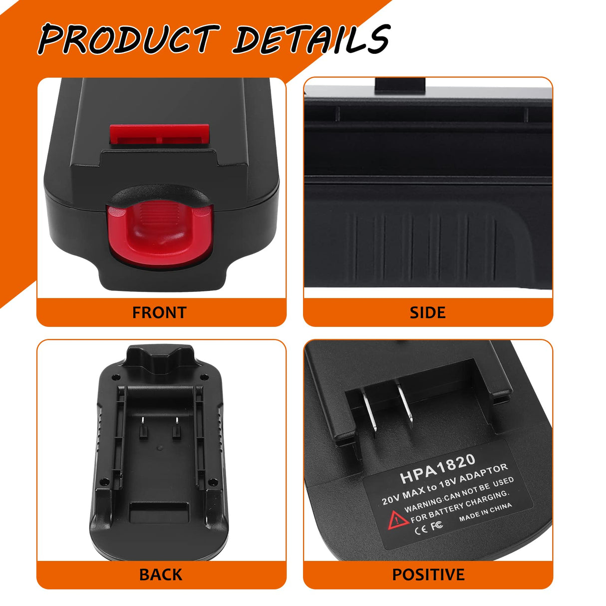 20V Adapter HPA1820 for Black&Decker LBXR2020 18V to 20V Batteries Convertor Adapter for Black Decker 18V NiCad & NiMh Battery ToolsHPB18 HPB18-OPE 244760-00 A1718 FS18FL FSB18 for Porter & S laipuduo