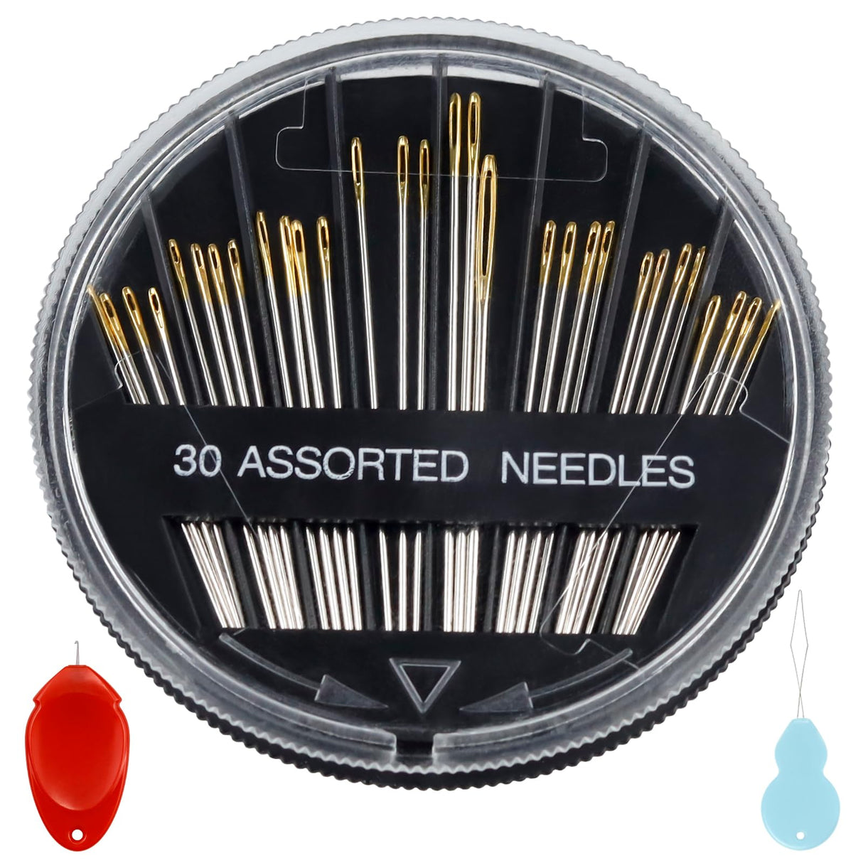 FIVEIZERO 30-Count Premium Hand Sewing Needles, 6 Sizes Embroidery Needles Kit with Threaders for Hand Sewing Crafts,Large Eye Sewing Needle Kit for Art and Craft Projects FIVEIZERO