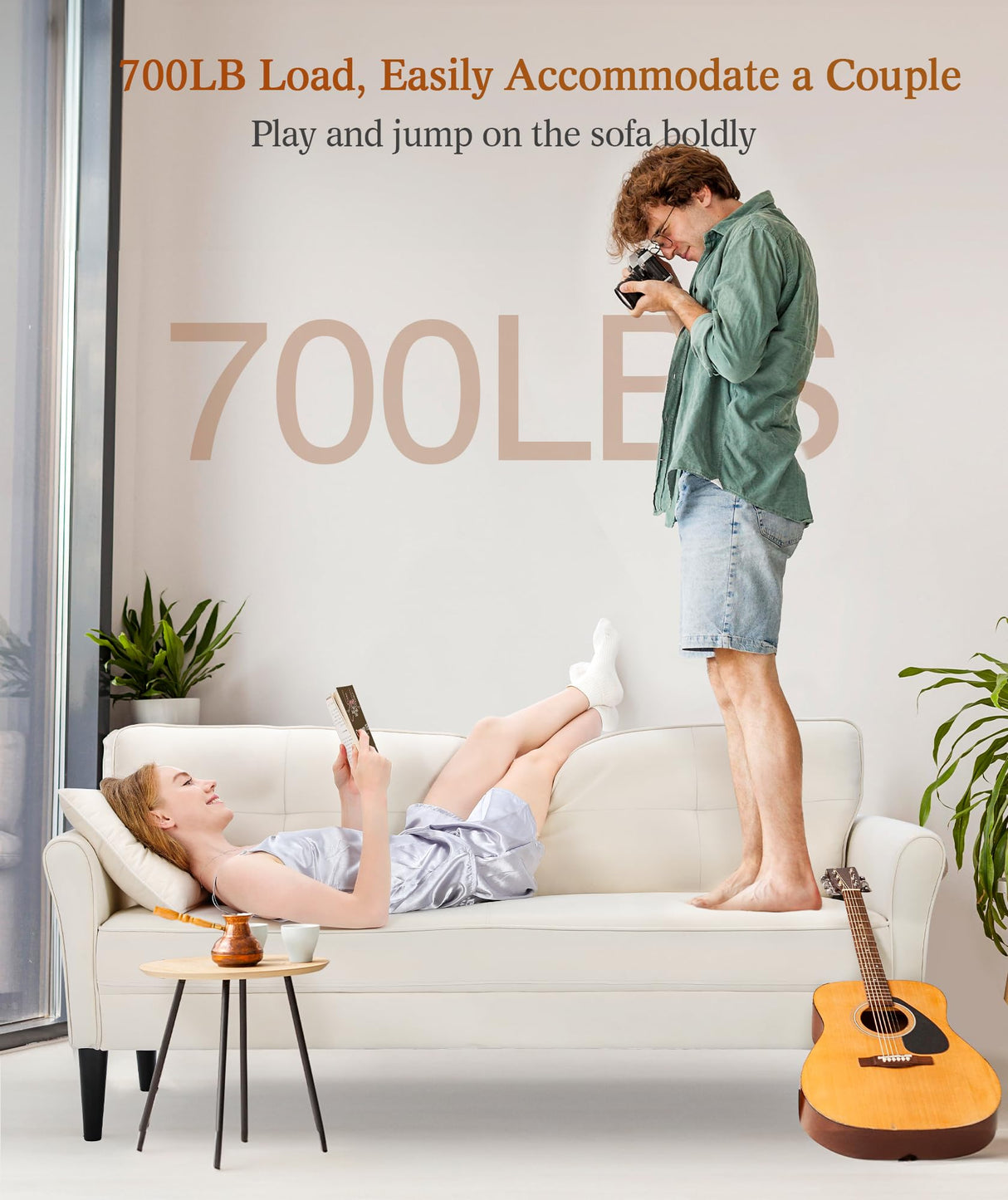 Kidirect 69" White Couch, Loveseat Sofa, Couches for Living Room, Comfy Sofas for Living Room 3min No Tool Fast Assembly, Small Couch for Bedroom, Modern Velvet Sofa Couch for Apartment Office Kidirect