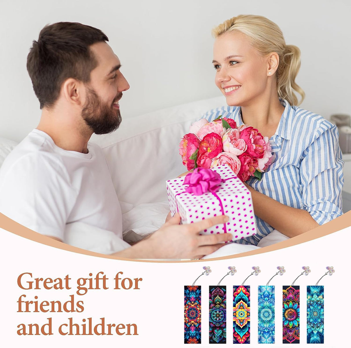 Puraikcmi 6 PCS 5D DIY Diamond Art Bookmarks,Mandala Diamond Painting Bookmarks Kits with Tassels Acrylic, Rhinestone Crafts Decoration Gift Set for Book Lovers Beginners & Adults Puraikcmi