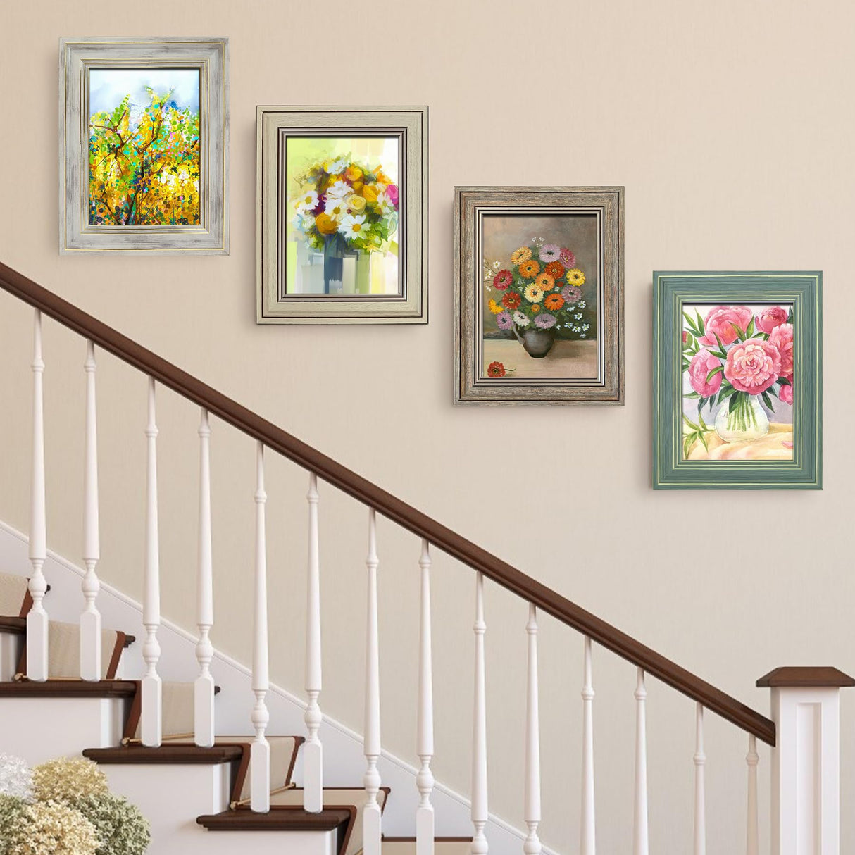 LUCKYLIFE 5x7 Picture Frame Set of 4, Rustic Farmhouse Picture Frames for Table or Wall Hanging LUCKYLIFE