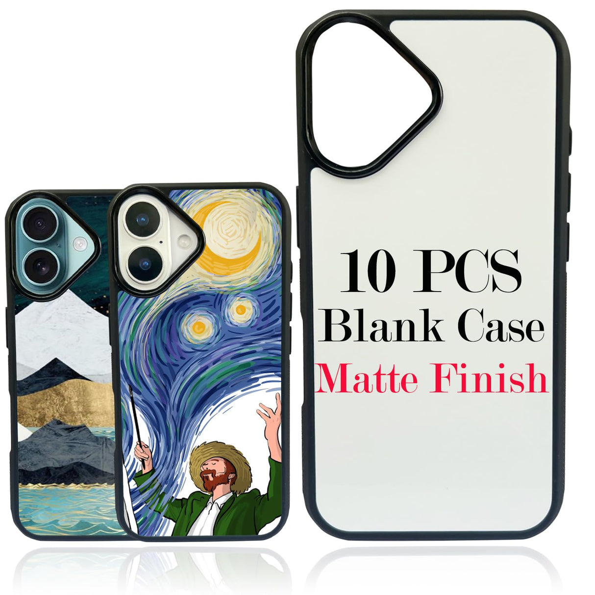 JUSTRY 10PCS Sublimation Blanks Phone Case Cover Printable Phone Cases Designed for iPhone 16 Plus, 6.7" Soft Rubber Case + Aluminum Insert,Custom Printable, Anti-Slip Phone Protective Cover Black JUSTRY