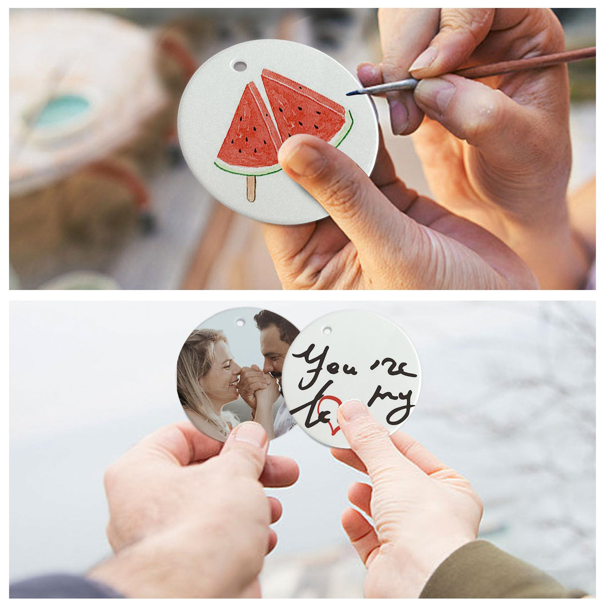 Sublimation Blanks Bulk Personalized Christmas Ornaments Set Ceramic Sublimation Ornaments White Ornaments for Christmas Tree Decorations Wedding Gifts Birthday Gifts for Women Men 3",25p AMONE