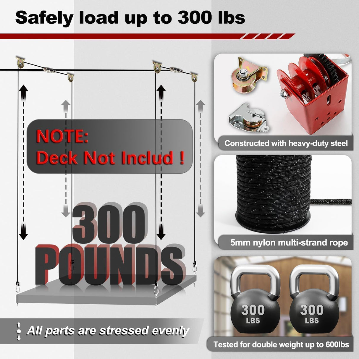 Overhead Garage Storage Lift Hoist, Heavy-Duty Ceiling Mounted Garage Storage Lift System for Organization Katywixu