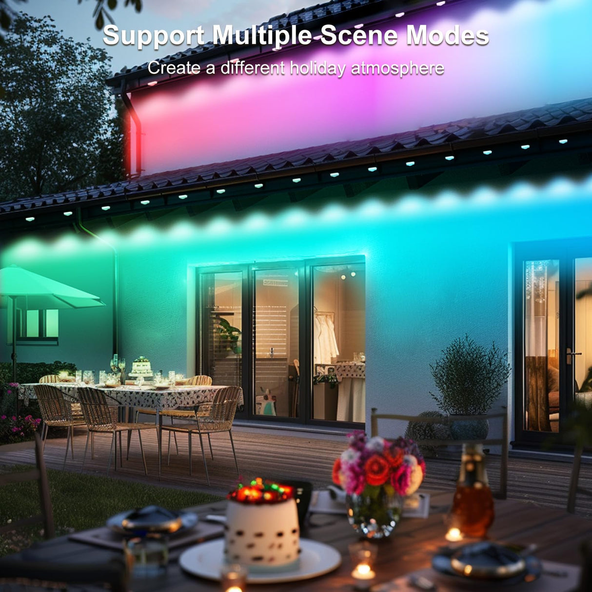 Permanent Outdoor Christmas Lights, 100ft with 72 LED RGB Lights, Smart, Works with APP, Alexa & Google Assistant lemonrole