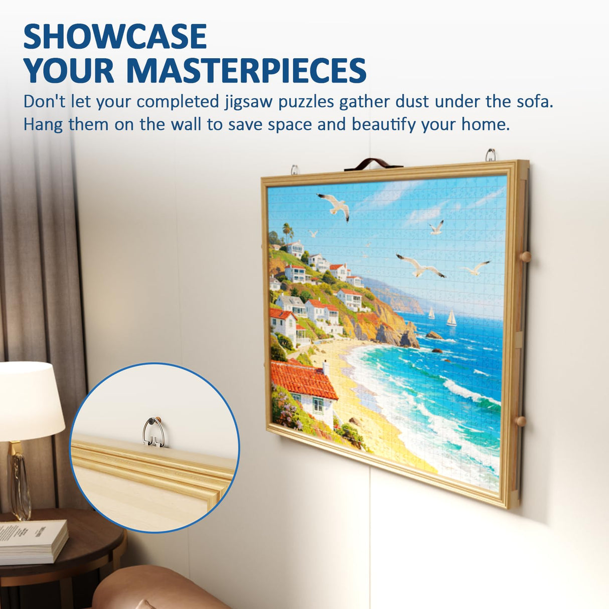 1500 Pcs Adjustable Jigsaw Puzzle Board with Drawers and Cover, 33.3"x24.3" Rotating Puzzle Table with Lazy Susan, Frame for Wall Art Display zoabhl