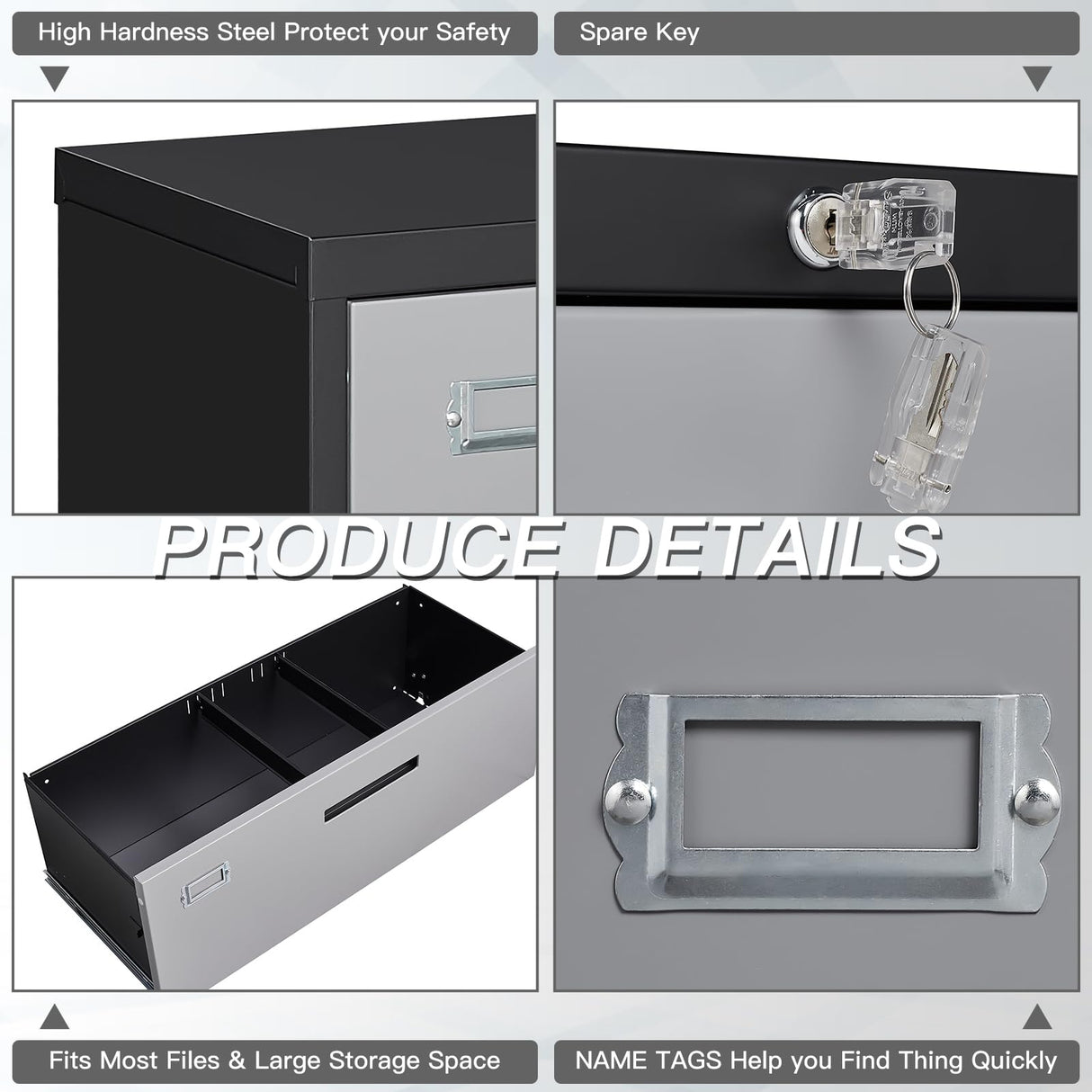 Yizosh 2 Drawer File Cabinet with Lock, Filing Cabinet for Home Office, Metal Locking Office File Storage Cabinet with Drawers, Lateral Filing Cabinet Organizer for Letter/Legal/F4/A4 Yizosh