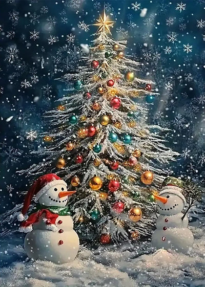 Christmas Tree Snowman Diamond Art Kits for Adults, 5D Diamond Painting Kits for Adults Beginners, DIY Full Round Drill Diamond Dot Painting Gem Art Kits for Adult, Home Wall Decor 11.8x15.7 Inch