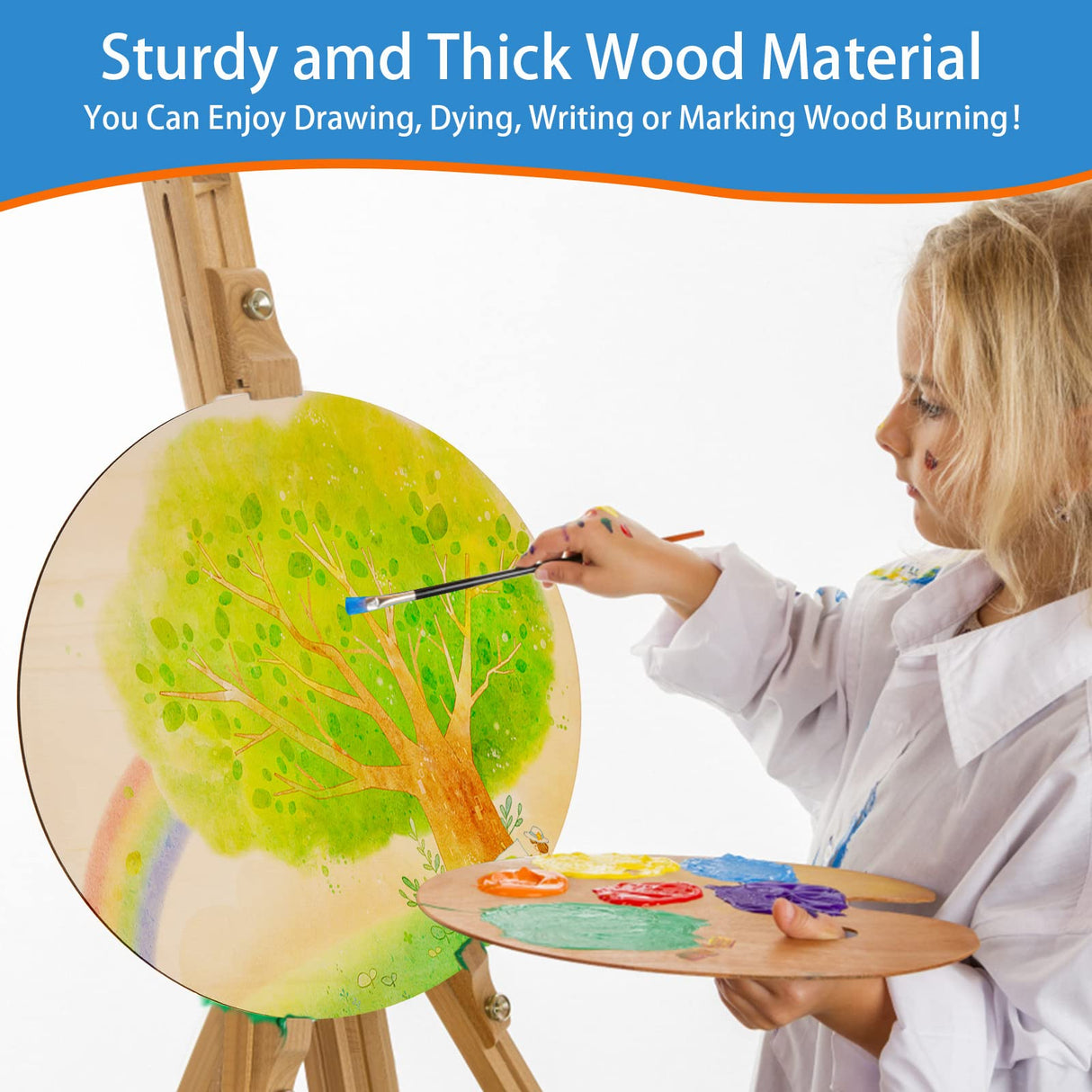 6 Pack 20 Inch Wood Circles for Crafts Unfinished Wood Rounds Natural Round Wooden Discs Blank Round Wood Signs Wooden Cutouts for Door Hangers, Door Design, Signs Making, Wood Burning, Painting AWIZOM