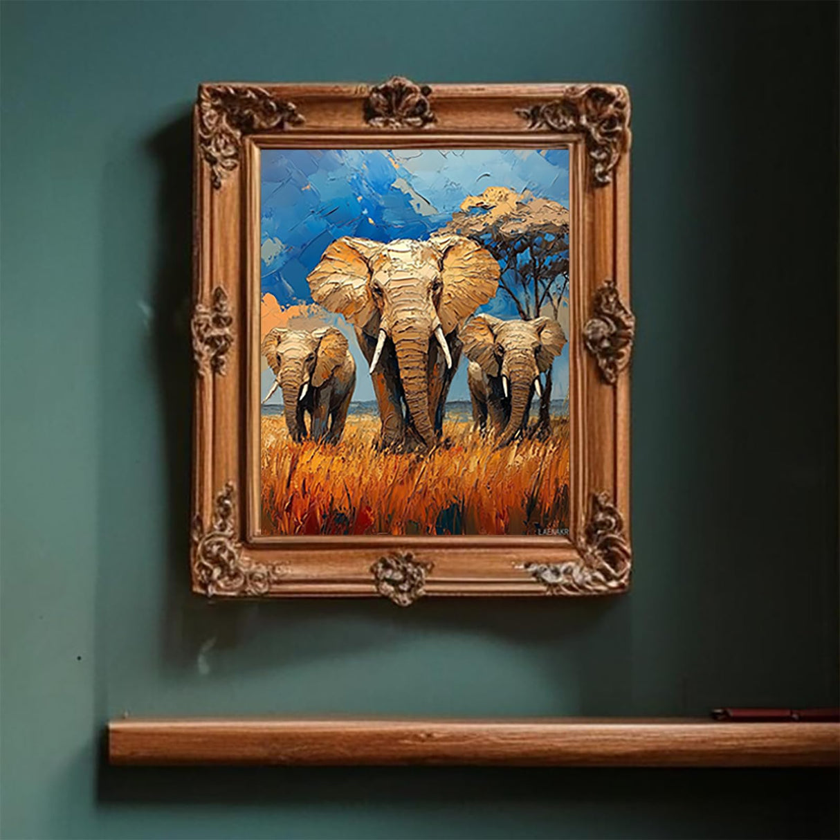 LAENAKR Paint by Number, Elephants in African Savannah, Adult Crafts Adults' Paint-by-Number Kits, Room Decor Gift for Birthday Festival (16x20 inch, No Frame) LAENAKR