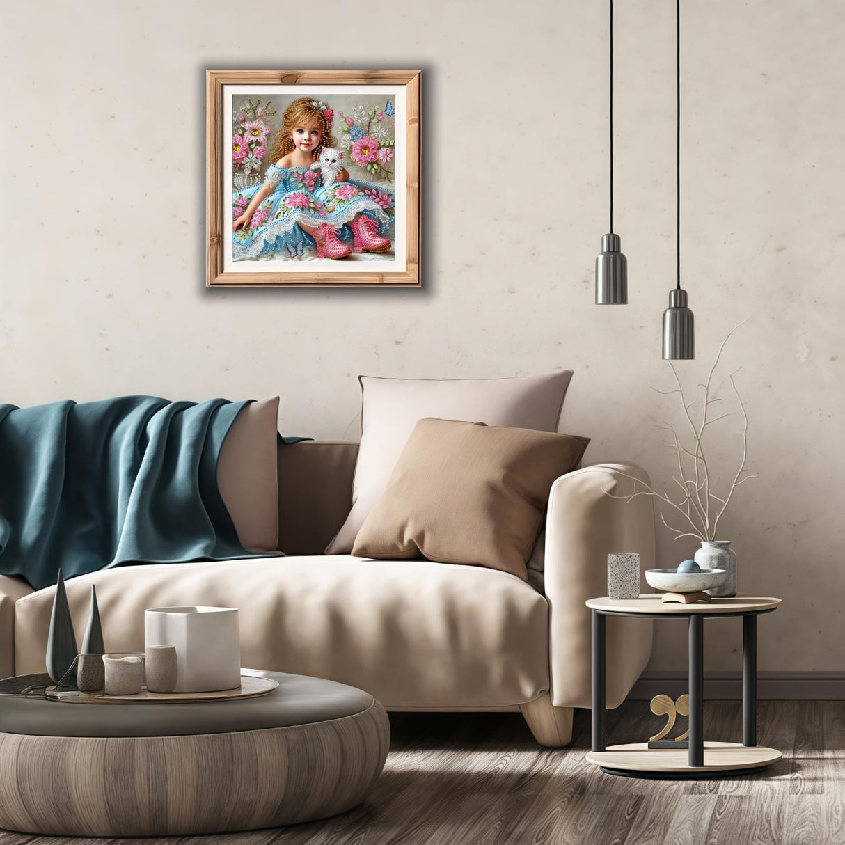 5D Diamond Art Kits for Adults,Cute Little Princess and Her Pet Cat Special Shape Diamond Painting Kits for Beginners, DIY Crystal Paint by Diamonds Dots Gem Art Craft for Home Decor 11.8x11.8 Inch Acelii