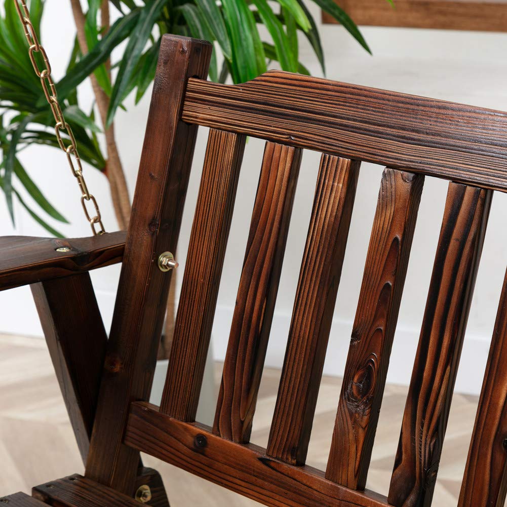 Anraja Wooden Porch Swing 2-Seater, Bench Swing with Hanging Chains, Heavy Duty 800 LBS, for Outdoor Patio Garden Yard,4 Ft,Brown Anraja