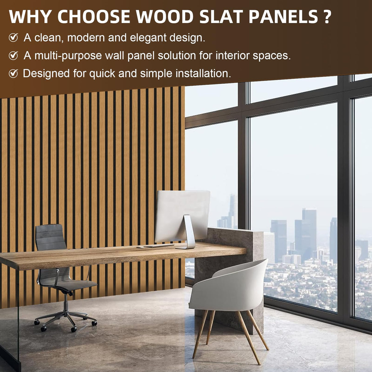 Wood Acoustic Panels Pack of 4, Soundproof Paneling for Interior 47.24”L*12.6”W, Decorative Slat Wall Panels for Noise Reduction, Paper Veneer Brown mondaria