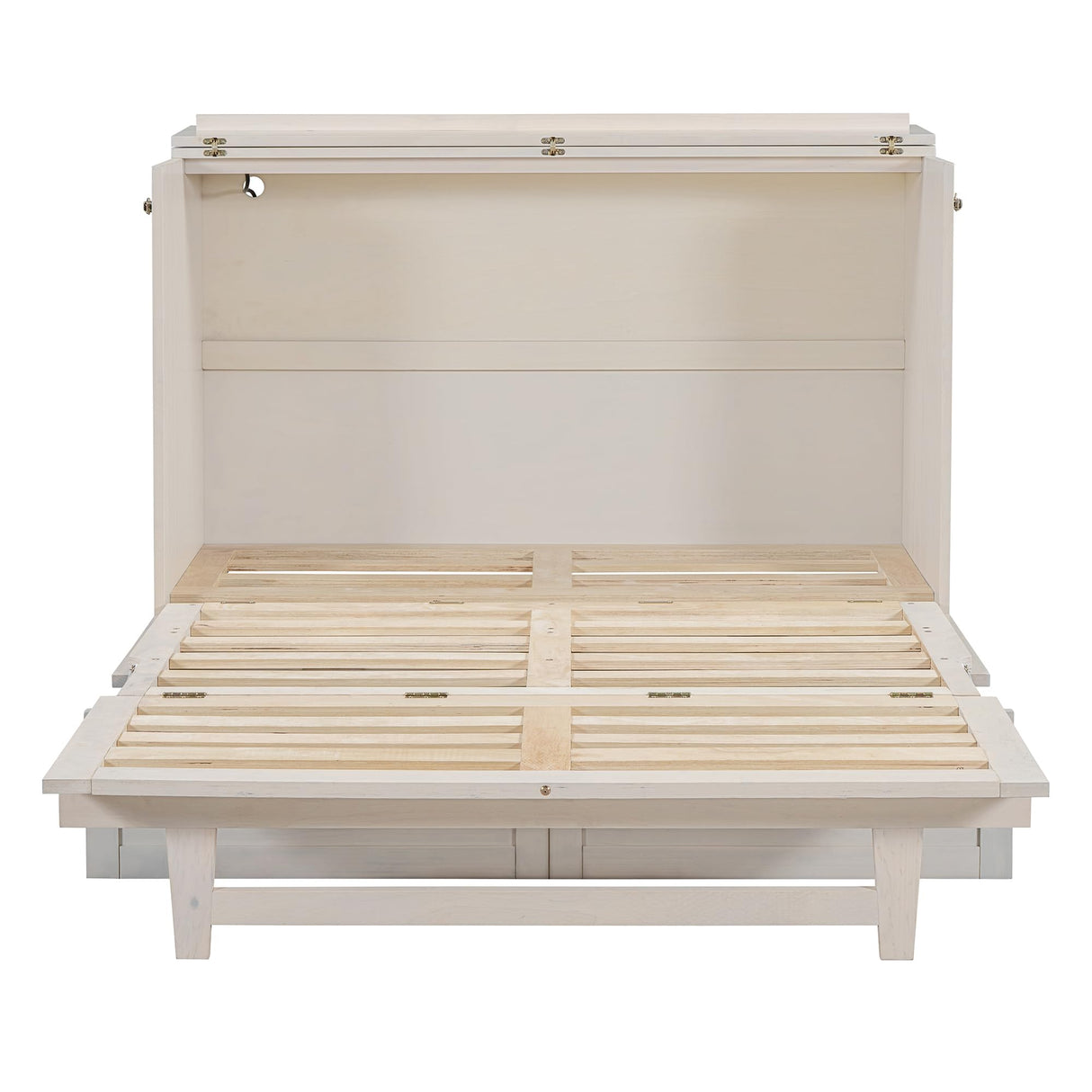 Ball & Cast Full Size Murphy Bed Wall Bed with Large Storage Drawers & USB Ports,can be Folded,Versatile Hideaway Cabinet Bed Frame Chest W/Slat Support,for Apartment,Bedroom,Brushed White Ball & Cast