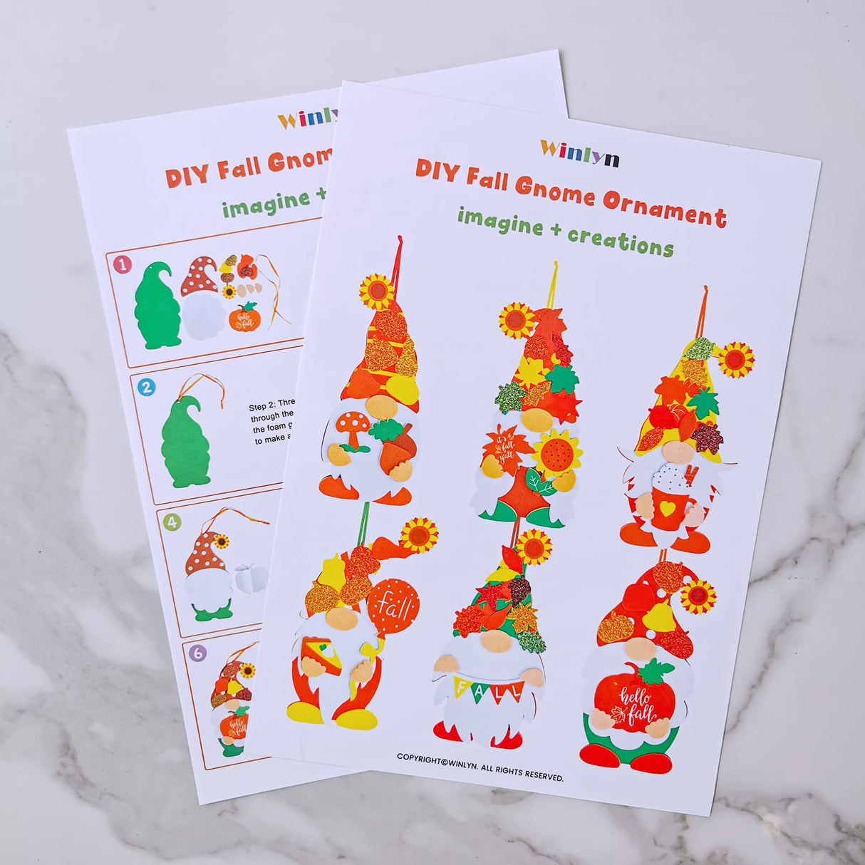 Winlyn 24 Sets Fall Craft Kits DIY Fall Gnome Ornaments Decorations Art Sets Fall Leaf Pumpkin Sunflower Foam Stickers Arts and Crafts for Kids Autumn Halloween Thanksgiving Activity Art Project Winlyn