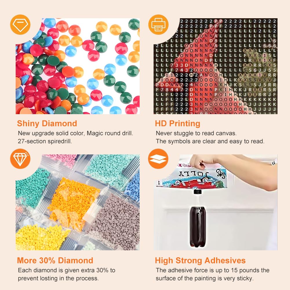 Anuver Cardinal Diamond Art Kits for Adult, Bird Round Diamond Painting Kit for Beginners, 5D DIY Full Drill Diamond Gem Craft Painting Home Wall Decoration, 12x12 inch Anuver