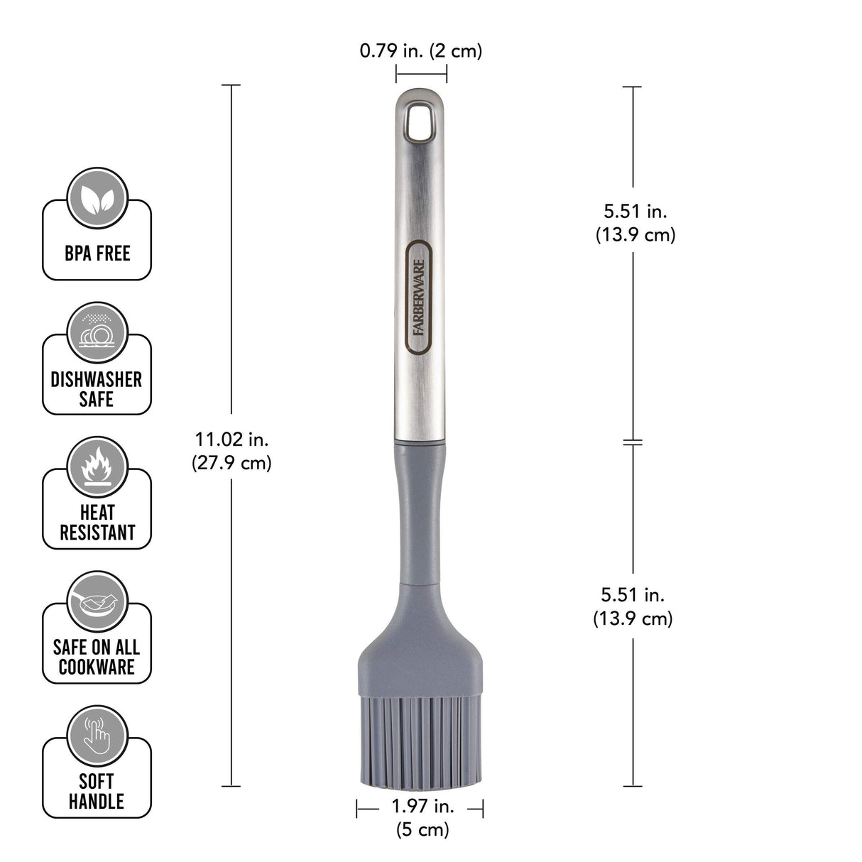 Farberware Professional Stainless Steel Soft Basting Brush, 11.02-Inch, Gray Farberware