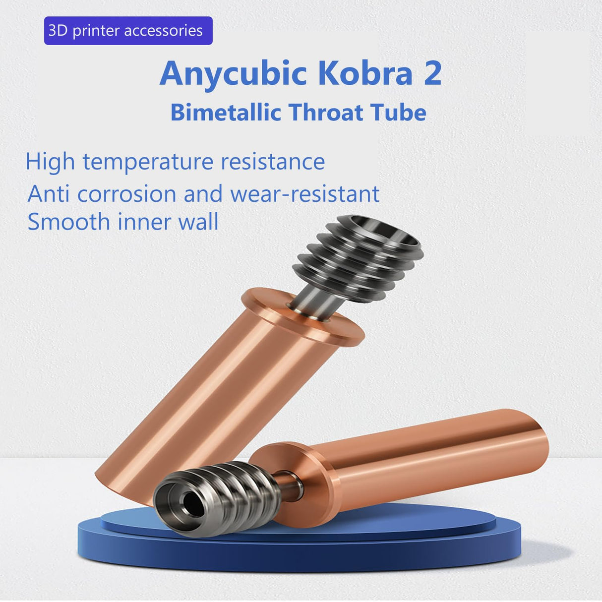 2PCS 3D Printer Extruder Copper Titanium Alloy Throat Tube for Kobra 2/Kobra 2 Neo/Kobra 2 Pro/Kobra 2 Plus/Kobra 2 Max, High Temperature and Wear Resistance HeatBreak 3D Printer Replacement Part CNZTHDY