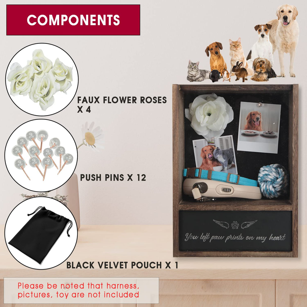 J JACKCUBE DESIGN Pet Memorial Shadow Box, Memorial Gift Frame Pet Urn for Ashes Display Case for Dogs & Cats Remembrance Memory Keepsake -MK1077A J JACKCUBE DESIGN