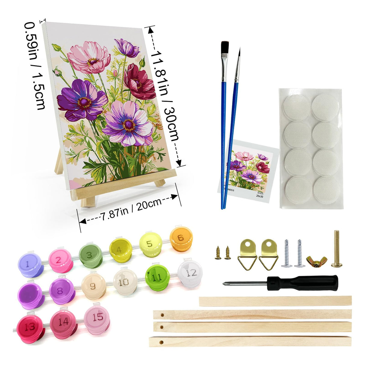 JOOZ Paint by Numbers Kit for Adults with Frame, Flowers Adult Paint by Number Kits with Easel, DIY Flowers Acrylic Oil Painting Kit Framed for Home Wall Decor 8x12 Inch JOOZ