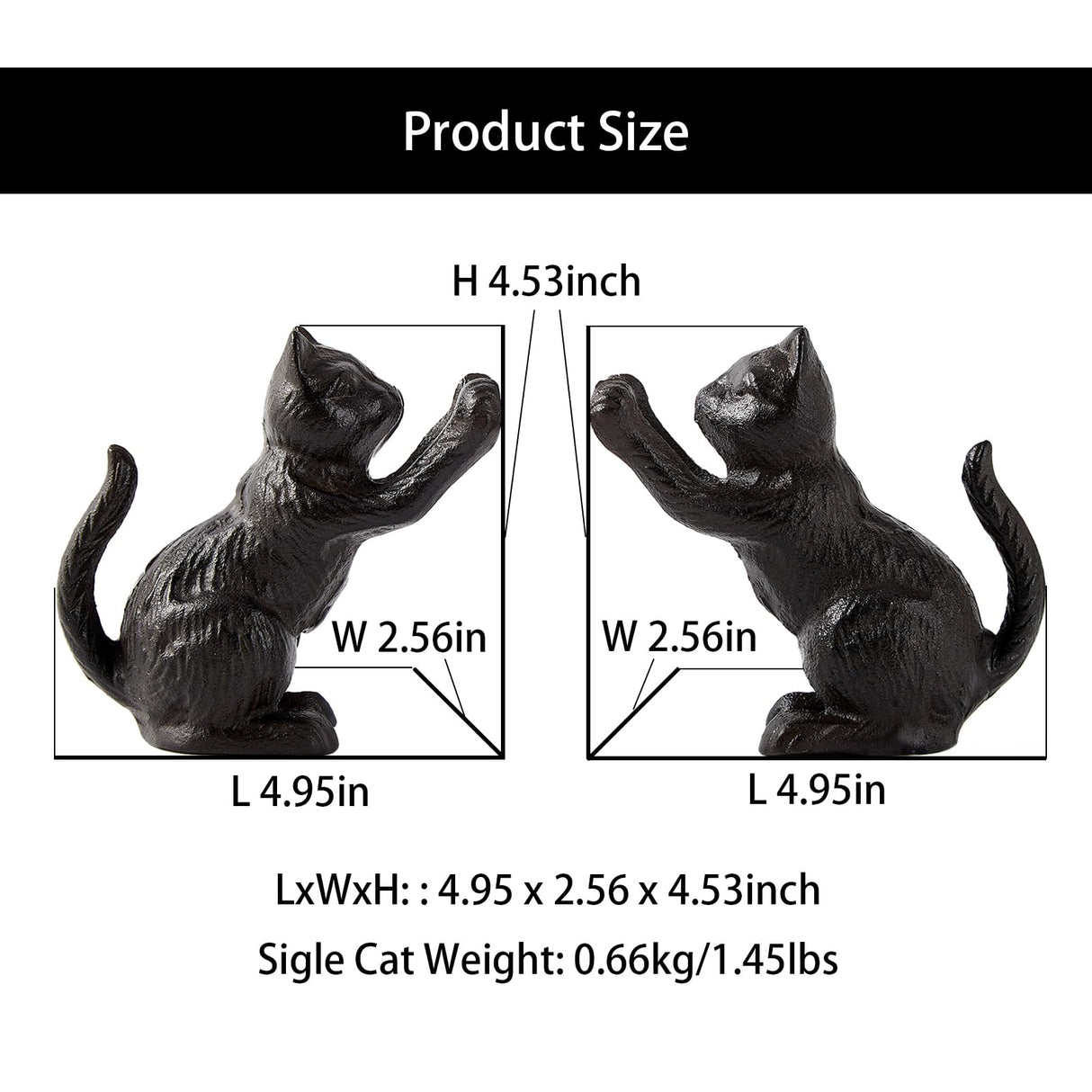 Denique Cat Decorative Bookends, Cute Book Ends to Hold Books, Bookends for Shelves, Unique Cast Iron Book Stopper for Heavy Books, Cat Office Decor, 1 Pair/2 PCS Denique