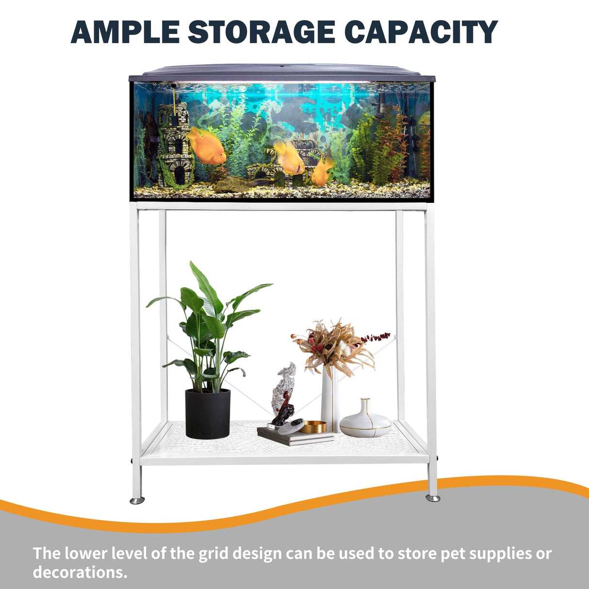 Fish Tank Stand: The Perfect 10 Gallon Metal Aquarium Stand Measuring 22.8" W x 10.6" D x 31.3" H to Fit Your Aquatic Display Needs. (10 Gallon-White) tongmo