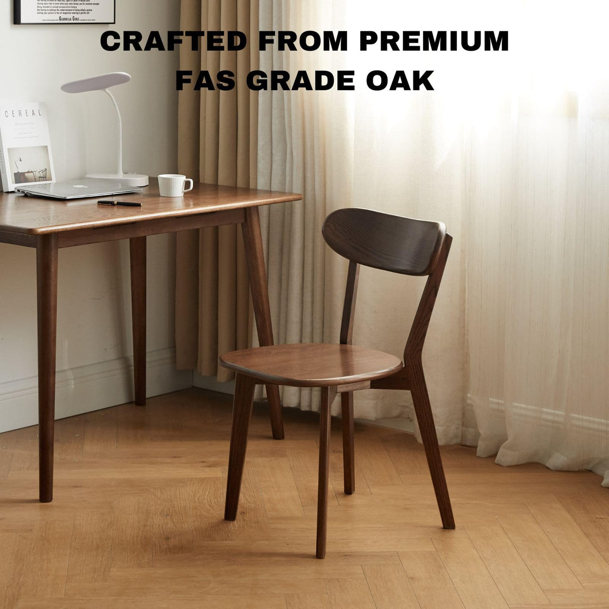 Wayshome 100% Solid Oak Wood Dining Chairs - Kitchen Chairs Set of 1,Study Chair Modern Classic Design for Elevated Living (walnut-1) Wayshome