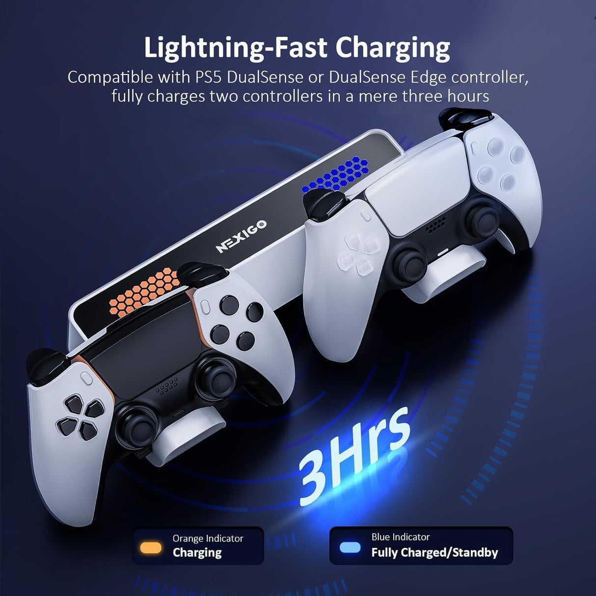 NexiGo PS5 (All Versions) Wall Mount Kit with Charging Station for PS5/PS5 Slim/PS5 Pro Consoles, Regular and DualSense_Edge Controllers, Stable Metal Wall Hanging Stand with LED Indicator NexiGo