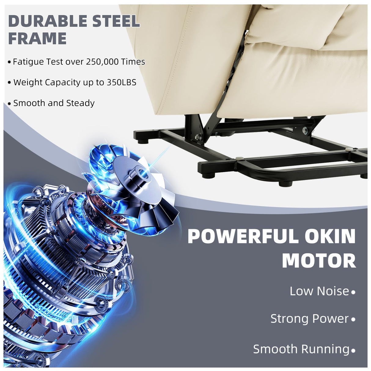 RESTREAL Power Lift Recliner Chair for Elderly, Electric Recliner Chairs for Adults with Massage and Heat, Cup Holders, Remote Control, USB Ports, Side Pockets, Leather (Beige) RESTREAL