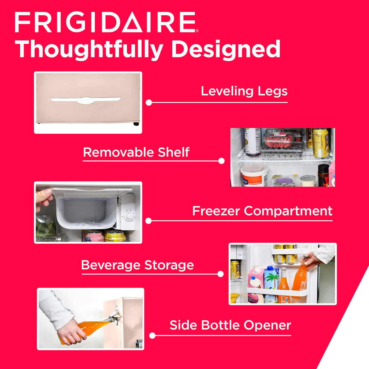 FRIGIDAIRE Coral EFR176- AMZ Retro Mini Refrigerator-Energy Saving-Adjustable Thermostat Control-Side Mounted Bottle Opener-Ideal for for Dorm, Office, RV, Garage, Apartment 1.6 Cubic Feet Frigidaire