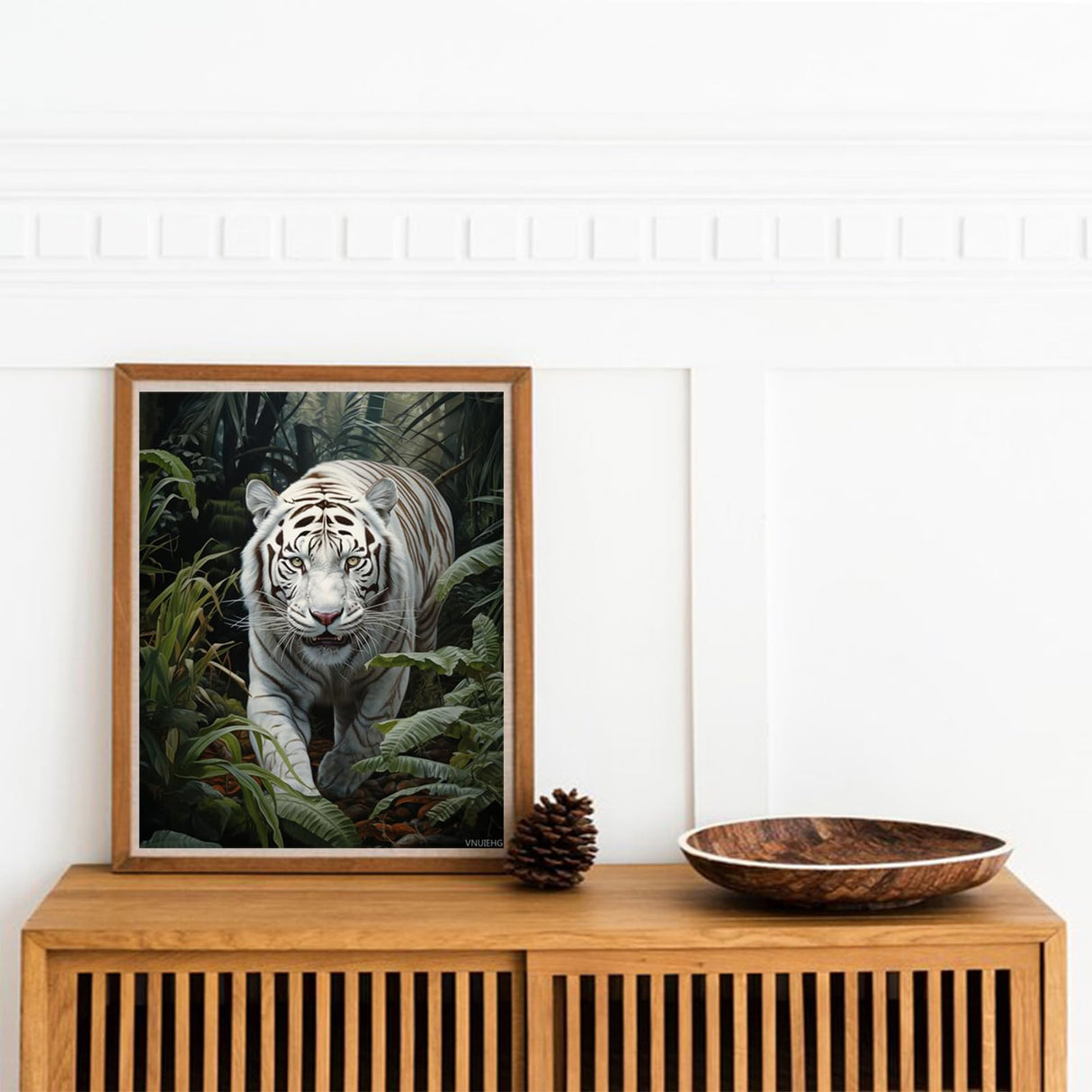 VNUIEHG Paint by Numbers for Adults, White Animal Tiger in The Jungle, Paint by Numbers Kits on Canvas, Acrylic Oil Painting Number Kits for Gift Decor, 40x50cm VNUIEHG