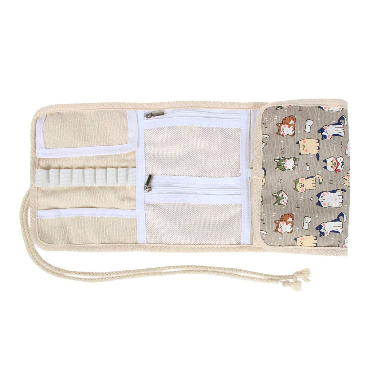 Teamoy Crochet Hook Case, Roll Bag Holder Organizer for Various Crochet Needles and Knitting Accessories, Cartoon Cats Teamoy