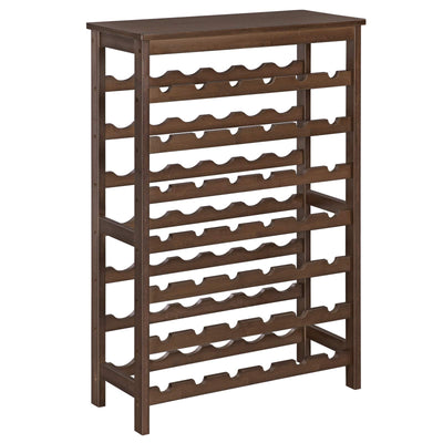 SONGMICS 42-Bottle Wine Rack Free Standing Floor, 7-Tier Display Wine Storage Shelves with Table Top, Bamboo Wobble-Free Bottle Holder for Kitchen Bar Dining Room Living Room, Walnut Color UKWR27WL