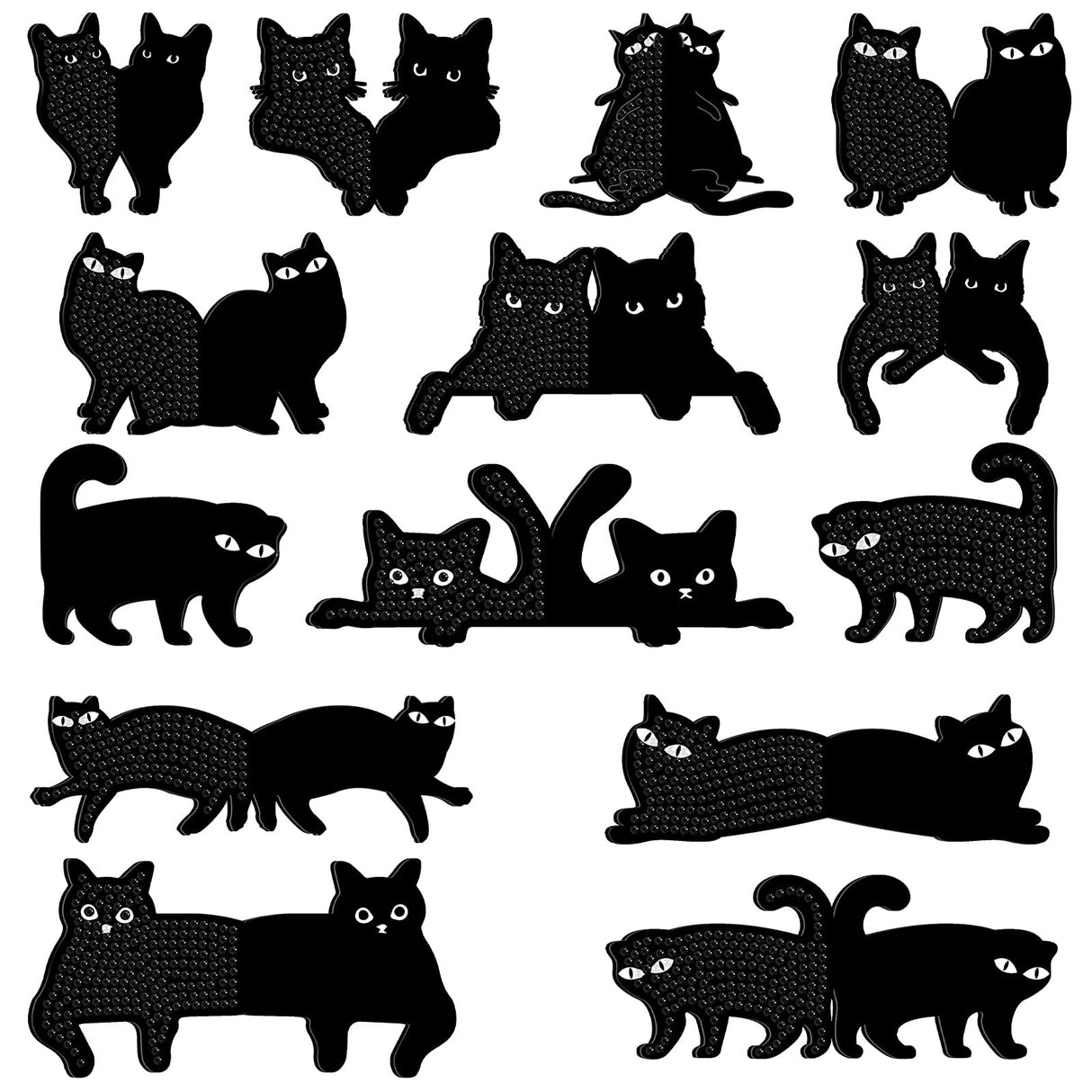 Saillong 12 Pcs Black Cat Diamond Painting Bookmark Cute Cat Diamond Art Kits for Aldults Animal Magnetic Bookmark 5D Rhinestone Magnetic Book Page Clips for Reading Lover Gifts Office Home DIY Crafts Saillong