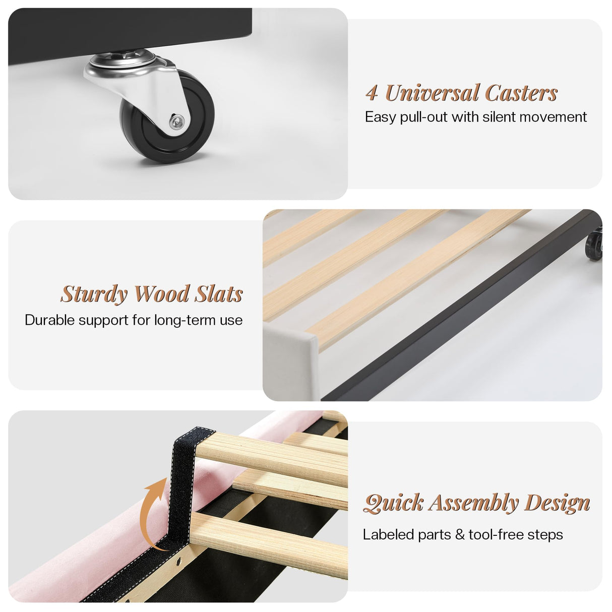 Jocisland Twin Daybed with Trundle, Upholstered Day Bed with Storage Headboard & Charging Station, LED Corner Bed Frame Furniture for Bedroom/Living Room/Guest Room,No Box Spring Needed, Velvet Pink Jocisland