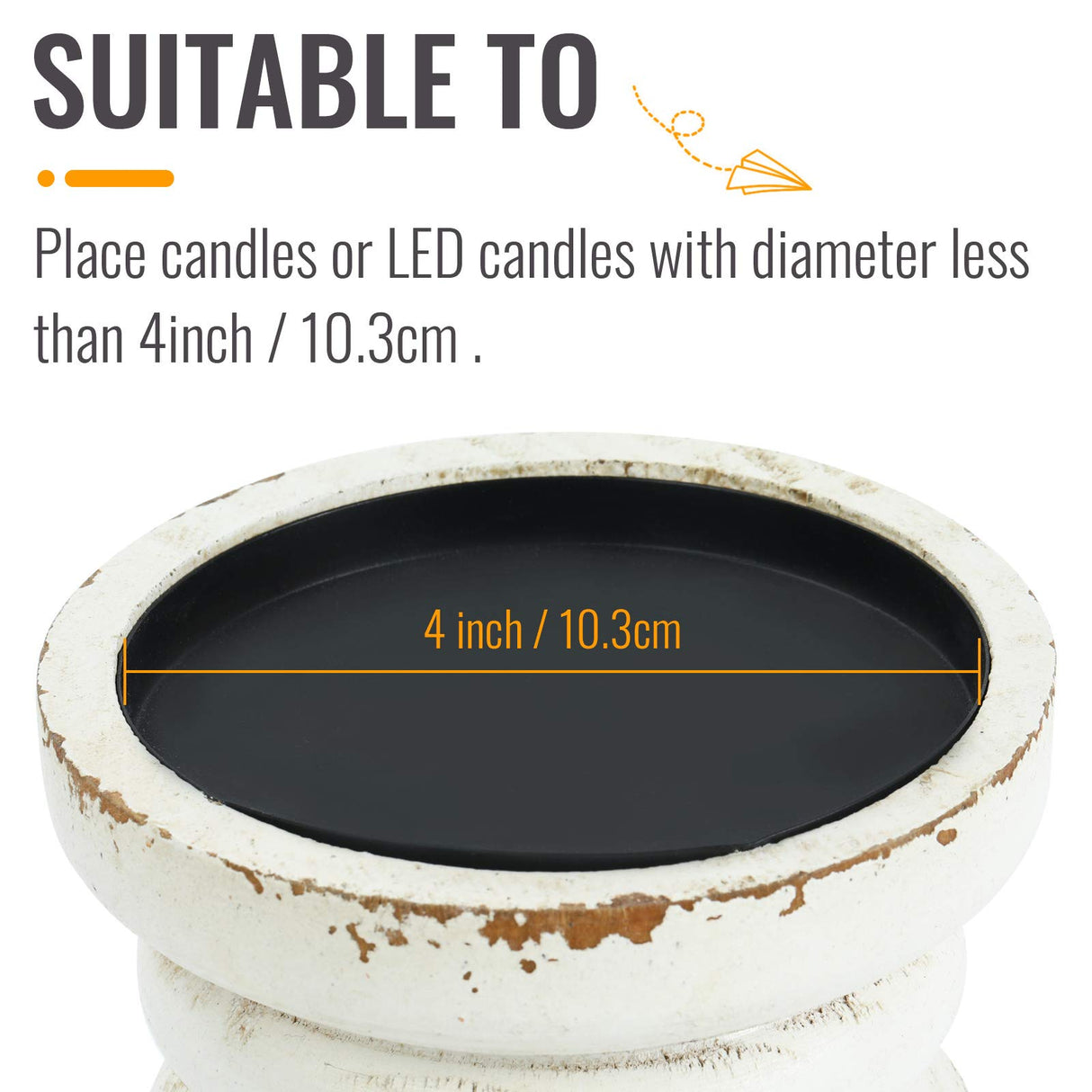 SOFE Rustic Candle Holder for Pillar Candle, Vintage White Wooden Pillar Candle Holder, Farmhouse Antique Candlestick Holder for Dining Table, Coffee Table Centerpiece (4.9" x 4.9" x 6.1") SOFE