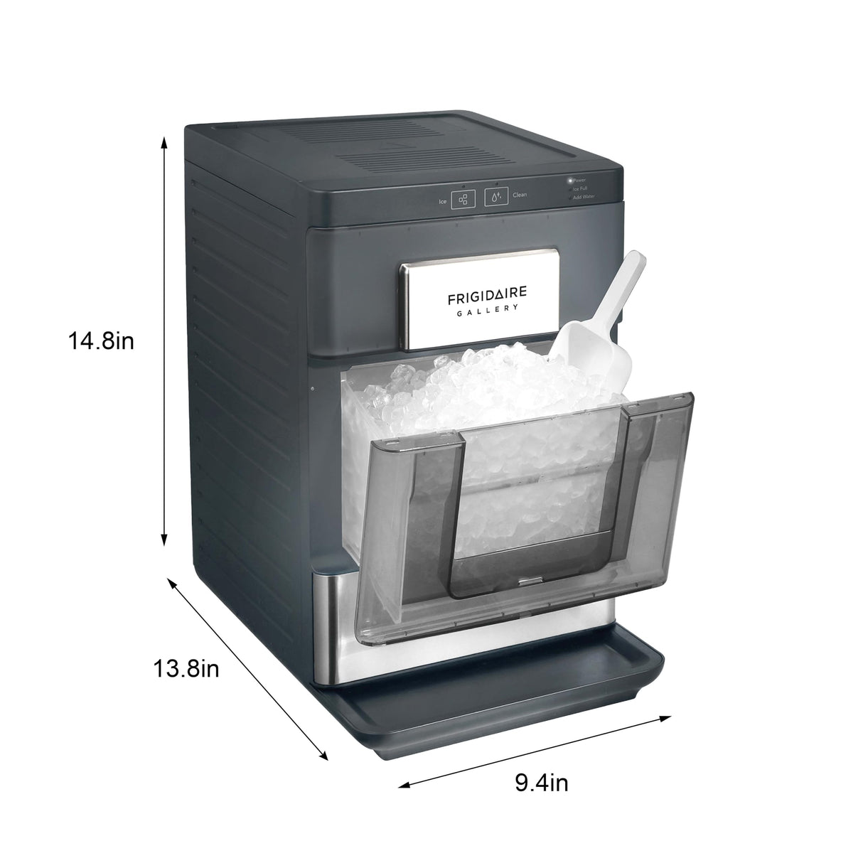 Frigidaire Gallery, 33 Lbs. Countertop Ice Maker, Nugget Shaped Ice, Stainless Steel Trim, Black Frigidaire