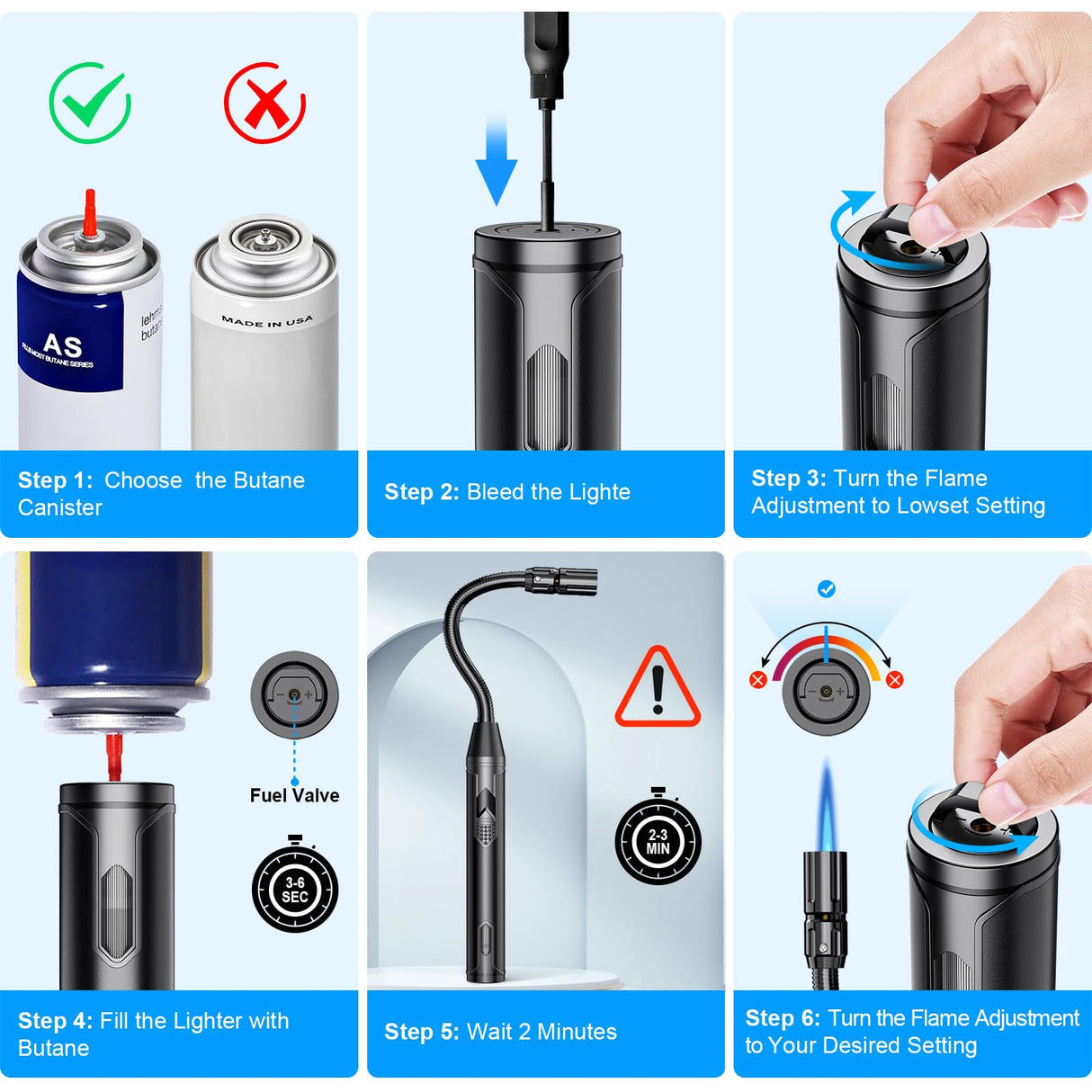 TOPKAY Torch Lighter Refillable Butane Lighter Long Flexible Neck Multipurpose Lighter for Candles Grill BBQ Fireplaces Kitchen Camping (No Prefilled) TOPKAY