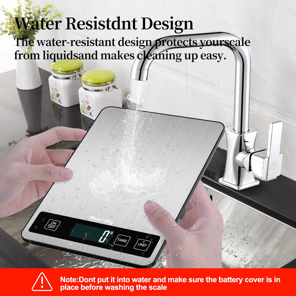 AHOSOUTLY Food Scale, 22lb/10kg Digital Kitchen Scale Weight Grams and Ounces with 0.1oz/1g Precision, 6 Units and Tare Key Design, LCD Display & Stainless Steel Panel for Baking, Cooking, Postage AHOSOUTLY