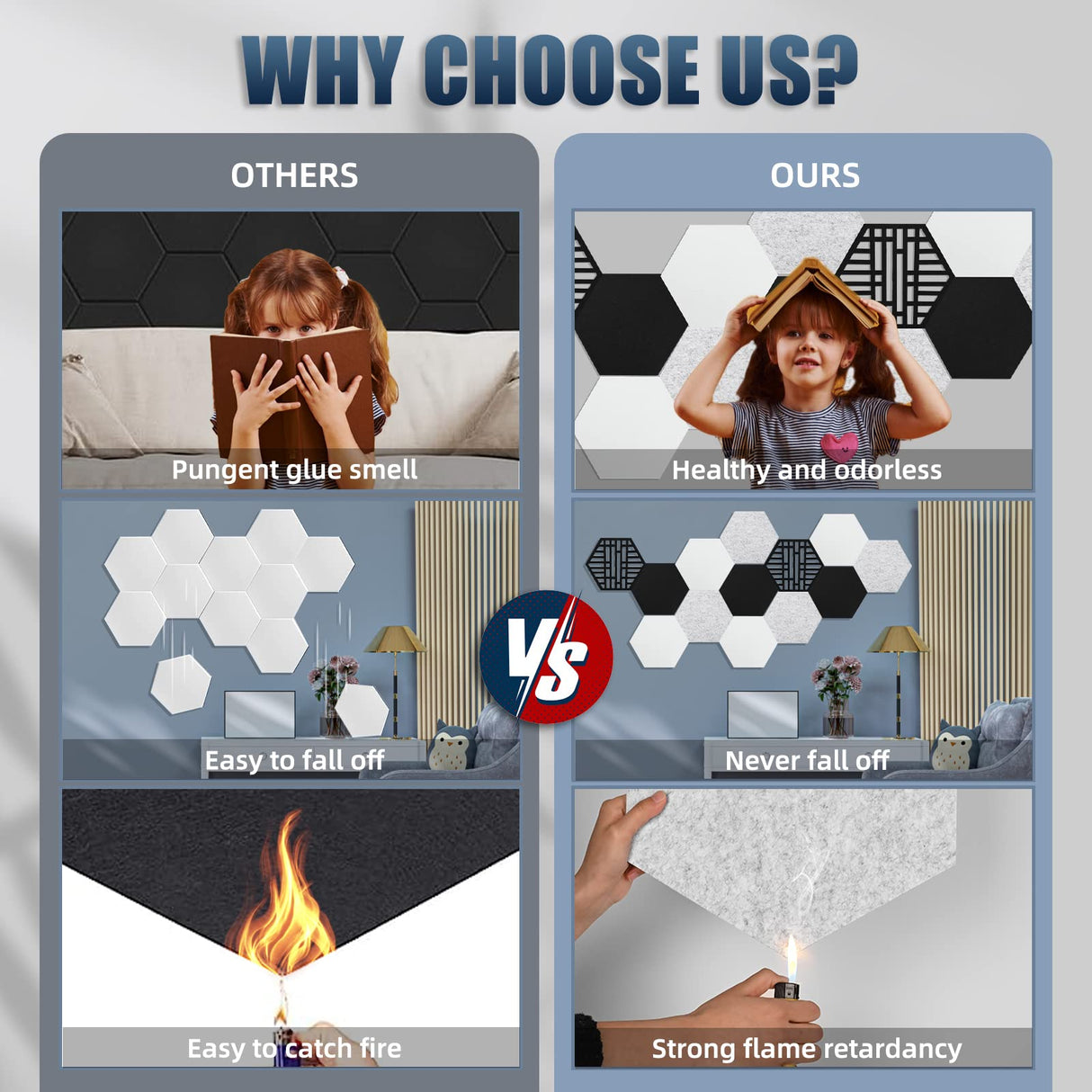 12 Pack Self-adhesive Acoustic Panels, Hexagon Sound Proof Panels, 14 X 12 X 0.4 In Sound Absorbing Panels, Flame Resistant, High-Density Sound Dampening Panels for Recording Studio Home, Offices Tutmyrea