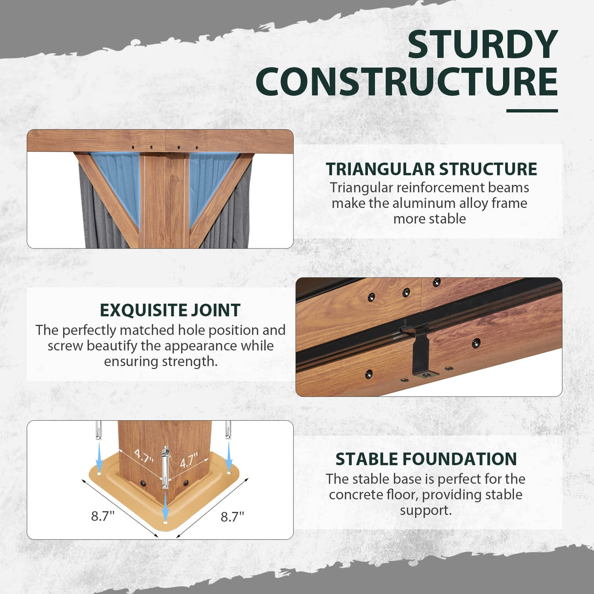 YOLENY 12' x 16' Hardtop Gazebo Metal Gazebo with Wood Grain Aluminum Frame, Galvanized Steel Double Roof, Outdoor Patio Gazebo Pergolas with Netting and Curtains for Backyard, Patio, Lawns YOLENY