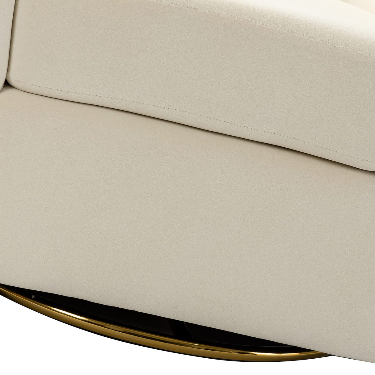 HULALA Home Swivel Accent Chair with Gold Metal Base, Contemporary Velvet Curved Swivel Barrel Chair, Upholstered Club Armchair, Leisure Single Sofa for Living Room, Nursery, Bedroom(Ivory) HULALA HOME