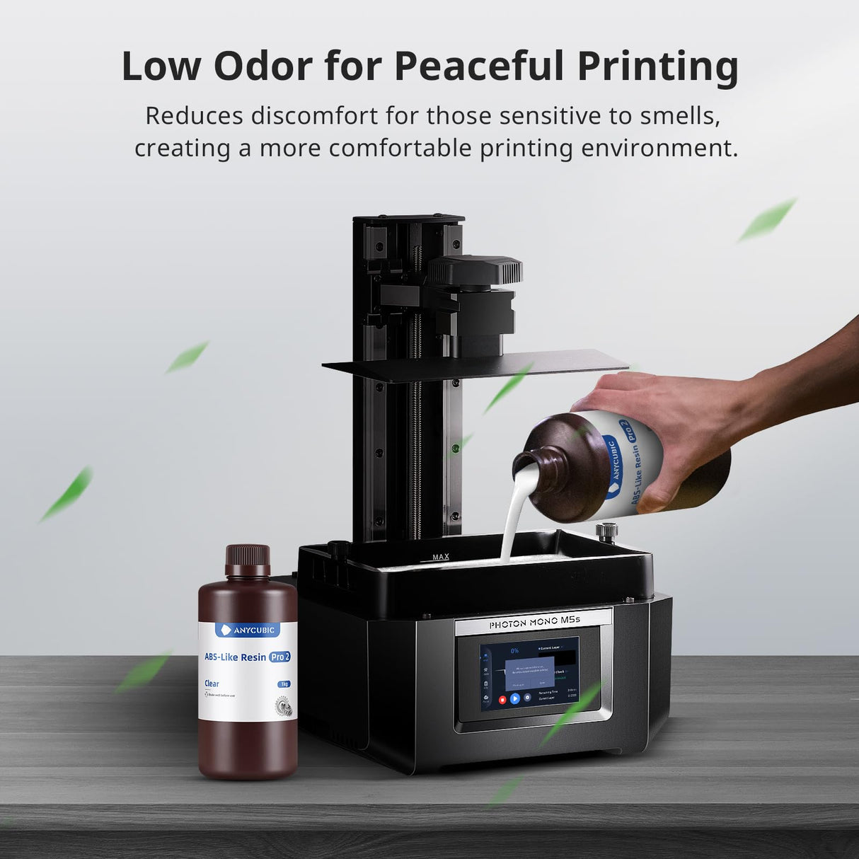 ANYCUBIC ABS-Like 3D Printer Resin Pro 2, Stronger and Tougher, High Precision and Long-Lasting, Low Odor, Wide Compatibility for All LCD Resin 3D Printers (Clear, 1kg) ANYCUBIC